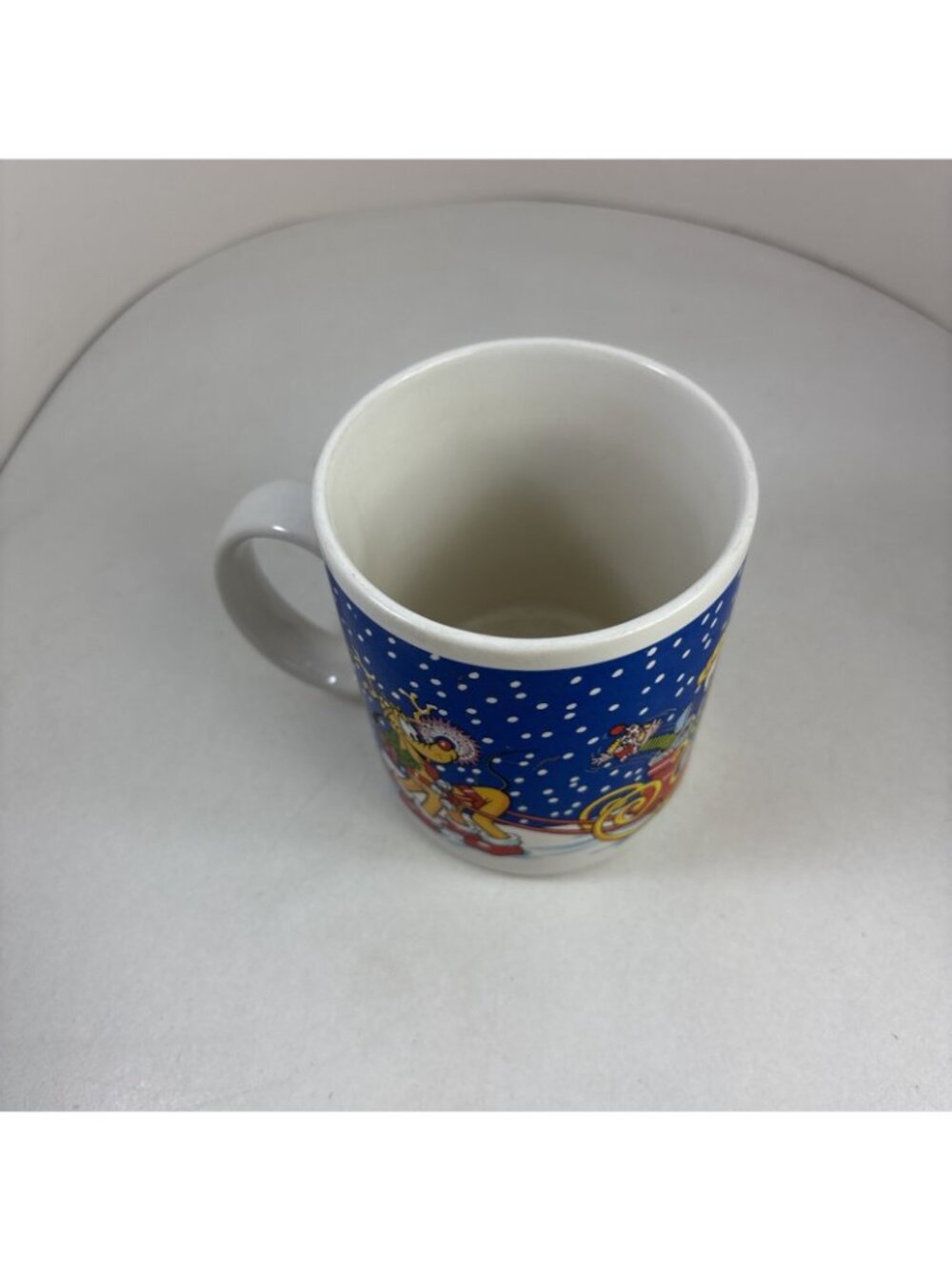Disney Coffee Mug Christmas Mickey Mouse Santa with Pluto Reindeer Vintage - Picture 4 of 5